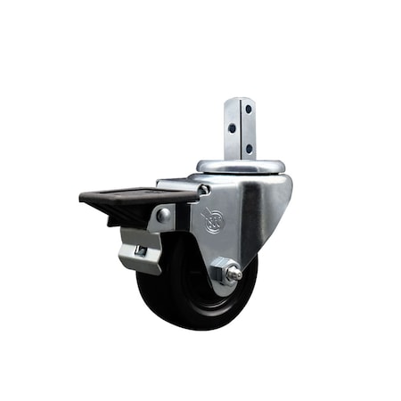 Service Caster 3'' Hard Rubber Wheel Swivel 3/4'' Square Stem Caster with Brake SCC-SQ20S314-HRS-PLB-34